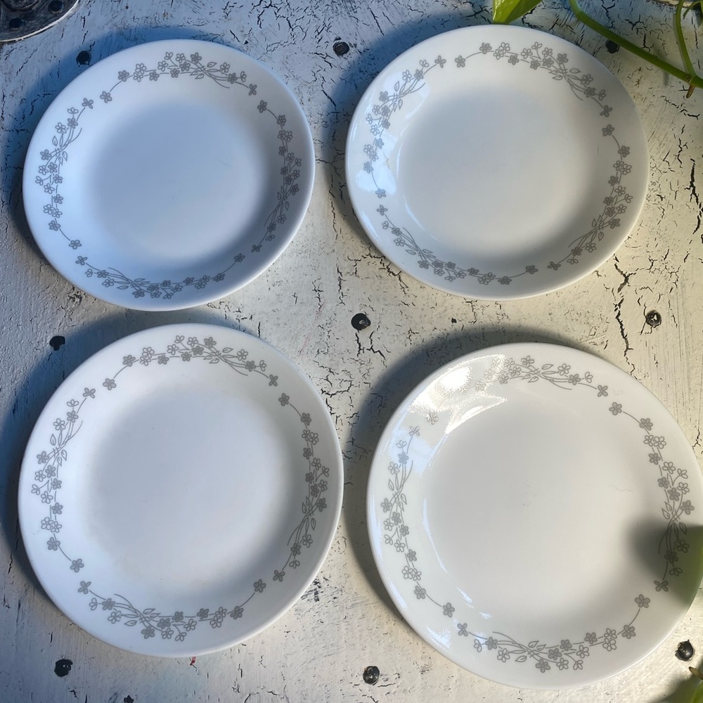 4 Corelle Ribbon Bouquet 6.75” Bread Plates